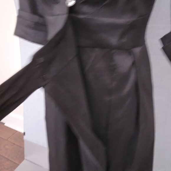 Donna Ricco | Black Party/Cocktail Taffeta Wrap Dress Rhinestone Button | Size 8 - Picture 6 of 9
